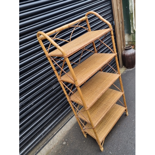 349 - Vintage Cane Bookshelf 65cm x 30cm x 148cm