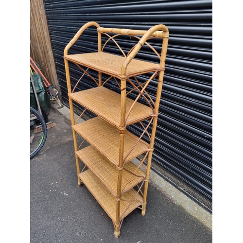 349 - Vintage Cane Bookshelf 65cm x 30cm x 148cm