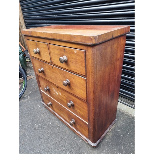 351 - Antique Mahogany 2 over 3 chest of drawers - 98cm x 43cm x 105cm