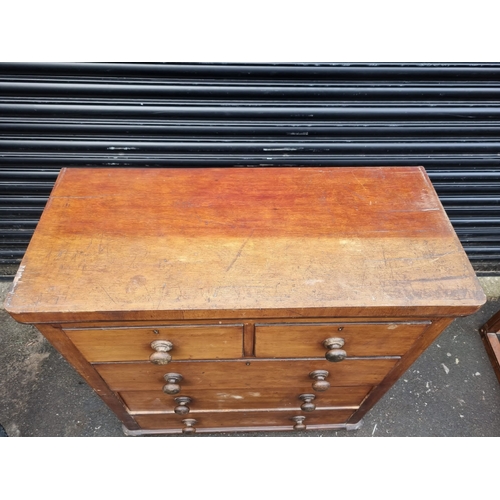 351 - Antique Mahogany 2 over 3 chest of drawers - 98cm x 43cm x 105cm