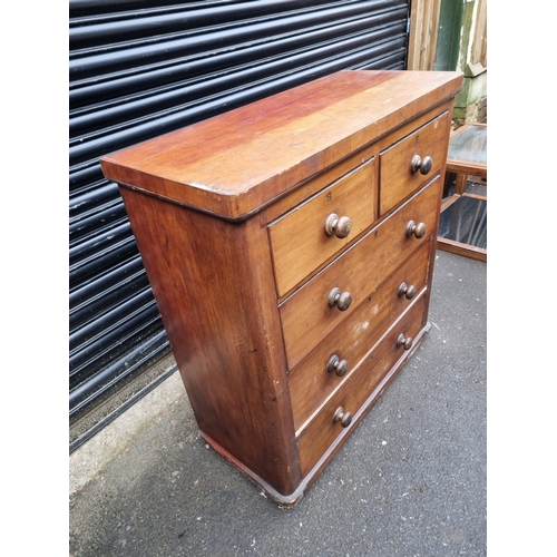 351 - Antique Mahogany 2 over 3 chest of drawers - 98cm x 43cm x 105cm