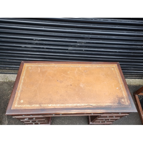 353 - Vintage Leather Top Desk - 120cm x 61cm x 77cm