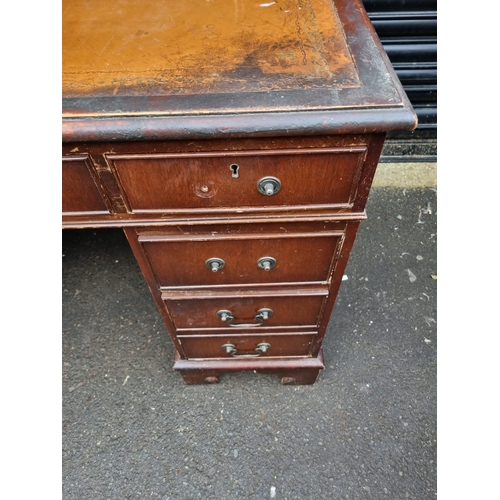 353 - Vintage Leather Top Desk - 120cm x 61cm x 77cm