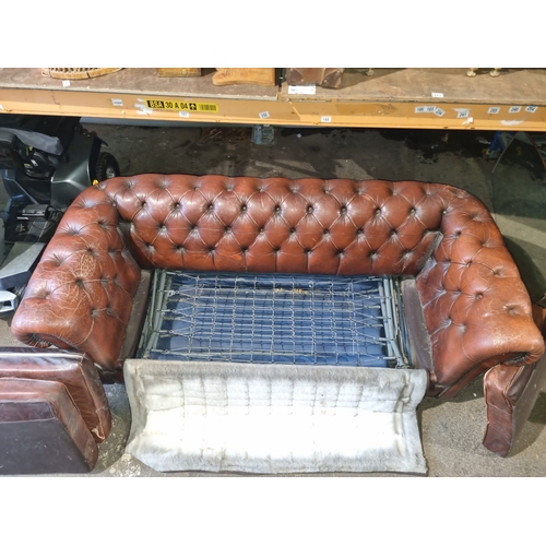 356 - Vintage Brown Chesterfield Sofa Bed