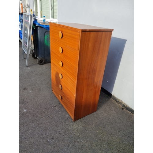 358 - Mid Century Teak chest of 6 Drawers - 40cm x 112cm x 74cm