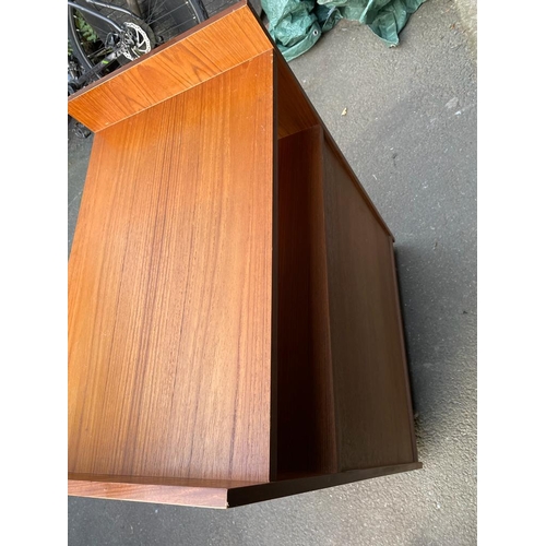 365 - Mid Century Teak Record Cabinet on castors - 53cm x 62cm x  40cm