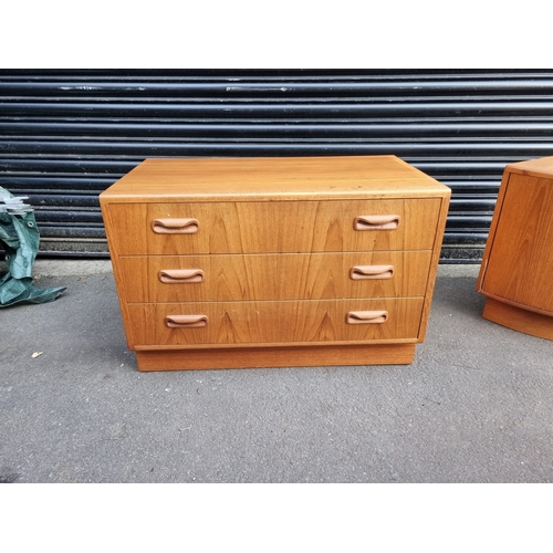 368 - Mid Century G Plan Teak Chest of Three Drawers + Corner Cupboard