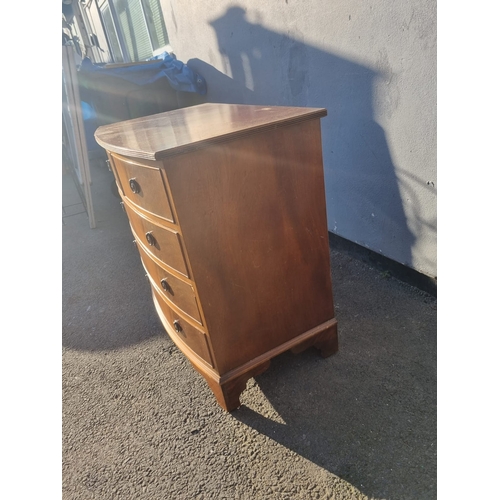 379 - Vintage bow front chest 2 over 3 of drawers on bracket feet