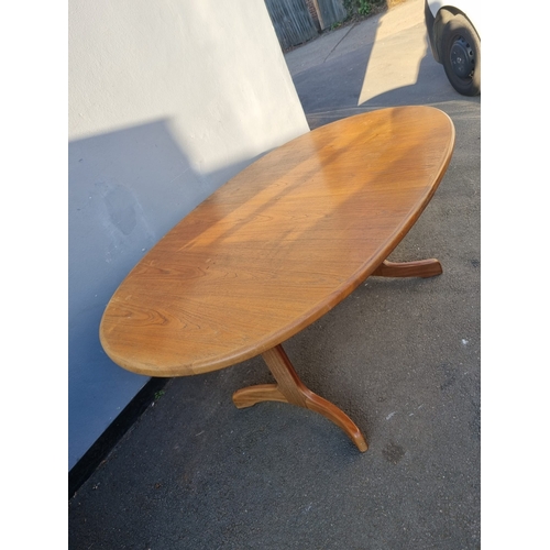 382 - Mid Century Teak Oval Extendable Dining Table