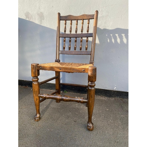 385 - Set of 8 Oak & Rush Dining Chairs