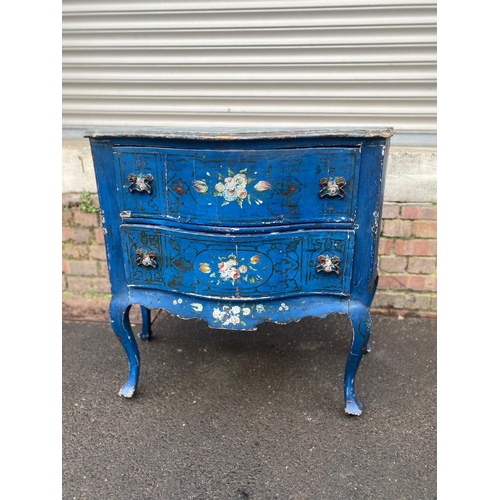 388 - Late 18th / Early 19th Century French Blue Painted Commode of Two Drawers