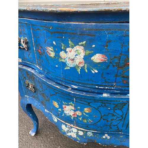 388 - Late 18th / Early 19th Century French Blue Painted Commode of Two Drawers