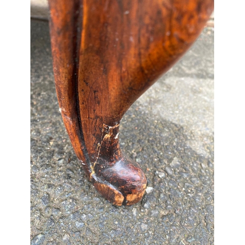 391 - 19th Century brown Upholstered Button Back Armchair on Cabriole Legs