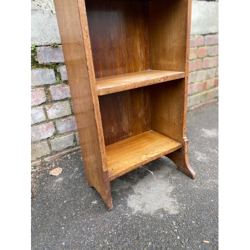 394 - Early 20th Century Slim Oak bookcase with leaded glass cupboard - Liberty London