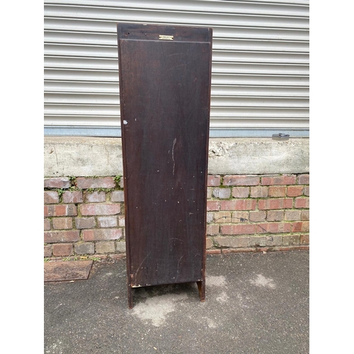 394 - Early 20th Century Slim Oak bookcase with leaded glass cupboard - Liberty London