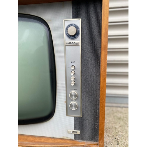 329 - Vintage Washington Tube Back TV in Tambour Front Cabinet