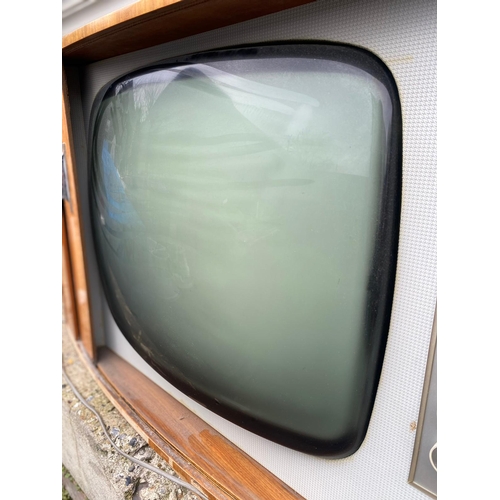 329 - Vintage Washington Tube Back TV in Tambour Front Cabinet