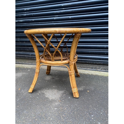 405 - Vintage Bamboo Cabinet + Matching Side Table