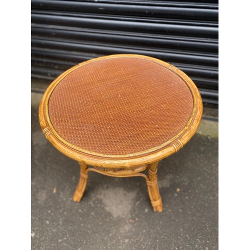 405 - Vintage Bamboo Cabinet + Matching Side Table