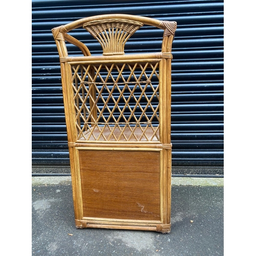 405 - Vintage Bamboo Cabinet + Matching Side Table