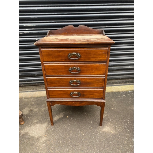 407 - 19th Century Games Table + Antique Mahogany Sheet Music Cabinet A/F