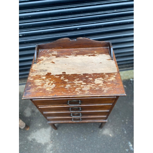 407 - 19th Century Games Table + Antique Mahogany Sheet Music Cabinet A/F