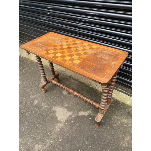 407 - 19th Century Games Table + Antique Mahogany Sheet Music Cabinet A/F