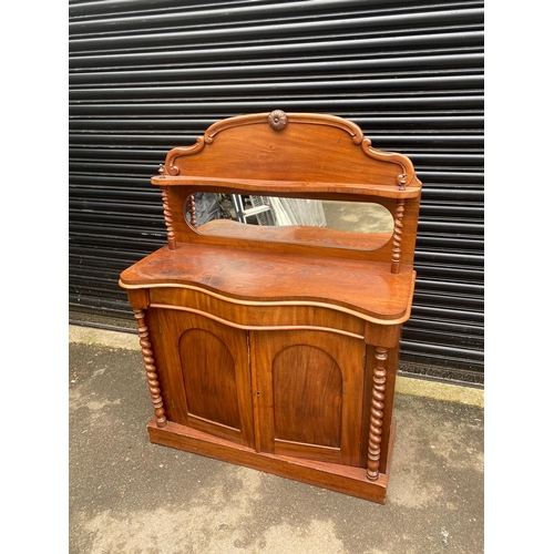 411 - 19th Century Mahogany Mirrored Credenza / Sideboard with Barley Twist Support Columns