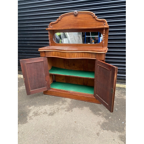 411 - 19th Century Mahogany Mirrored Credenza / Sideboard with Barley Twist Support Columns