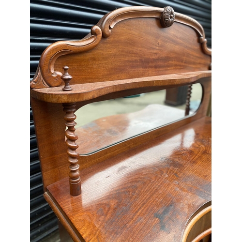 411 - 19th Century Mahogany Mirrored Credenza / Sideboard with Barley Twist Support Columns