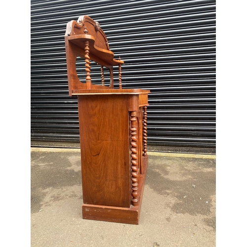 411 - 19th Century Mahogany Mirrored Credenza / Sideboard with Barley Twist Support Columns