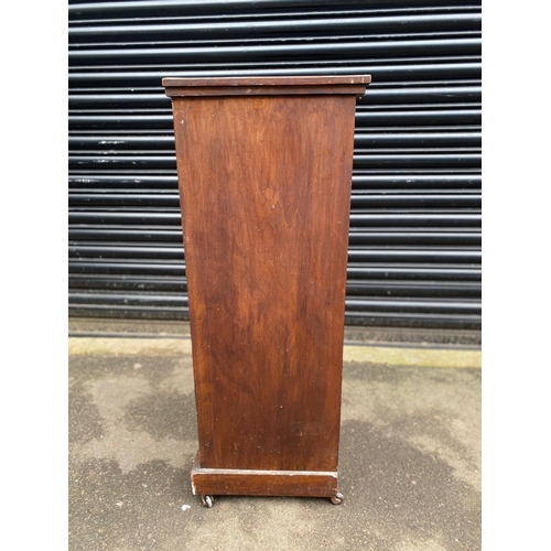 415 - Edwardian Mahogany Glazed Bookcase with twin centred oval bevelled mirrors