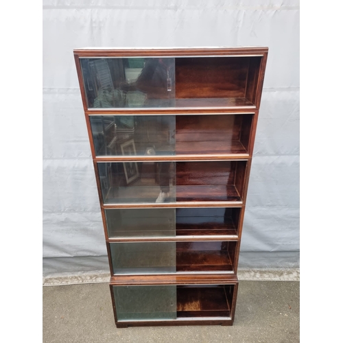 424 - Vintage Modular Glazed Bookcase / Display Cabinet - 29cm x 193cm x 89cm