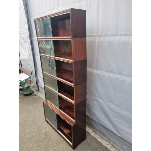 424 - Vintage Modular Glazed Bookcase / Display Cabinet - 29cm x 193cm x 89cm