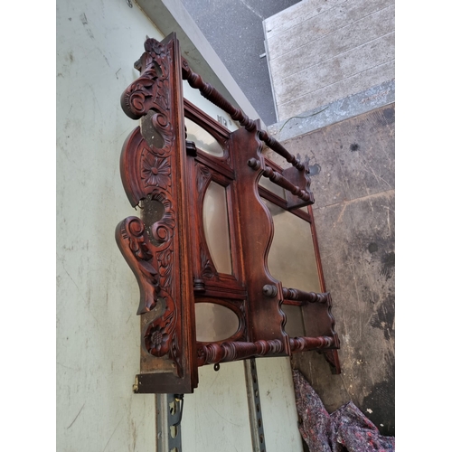 430 - Antique Victorian Mahogany Mantle Wall Overmantle Mirror 47