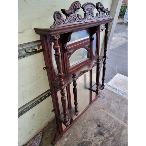 430 - Antique Victorian Mahogany Mantle Wall Overmantle Mirror 47