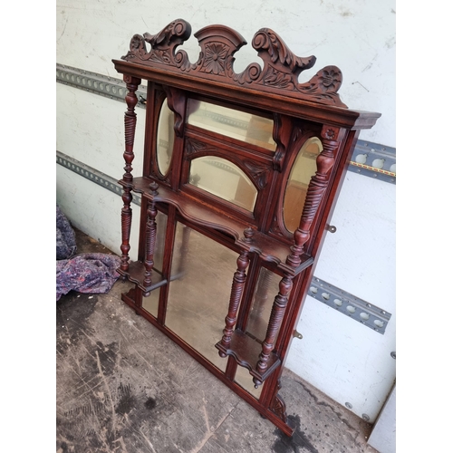 430 - Antique Victorian Mahogany Mantle Wall Overmantle Mirror 47