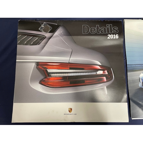 444 - Two Genuine Porsche Calendars Details 2016 + Race Lab 2018 with metal Token for Each