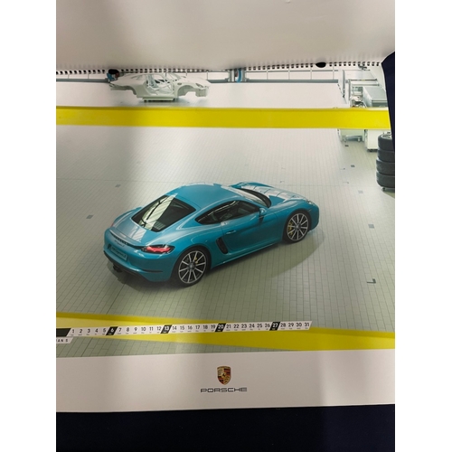 444 - Two Genuine Porsche Calendars Details 2016 + Race Lab 2018 with metal Token for Each