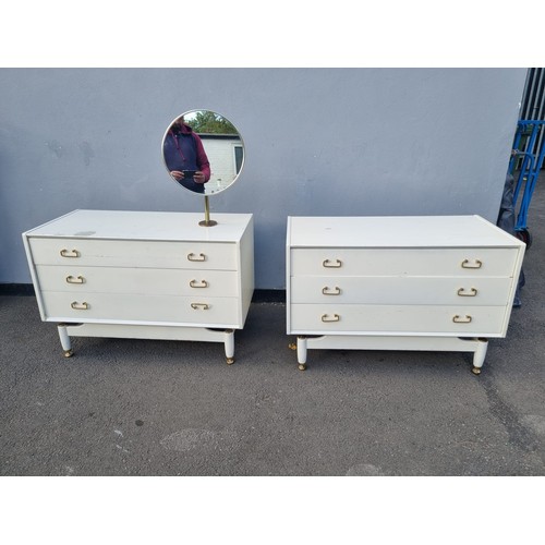 348 - Painted G Plan Tall Boy Chest of Drawers + Two Painted G Plan Drawers