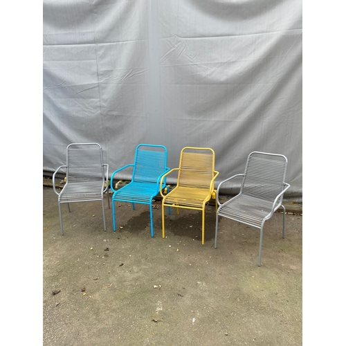 461 - Four coloured garden chairs