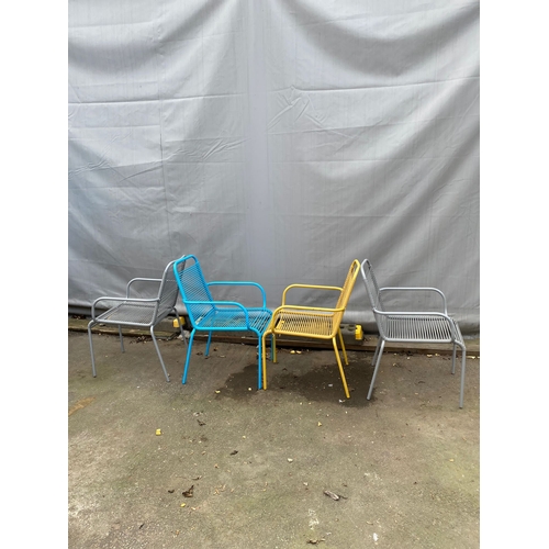 461 - Four coloured garden chairs