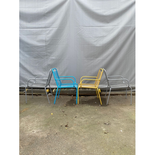 461 - Four coloured garden chairs