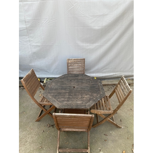 470 - Teak Garden table and 4 x chairs.