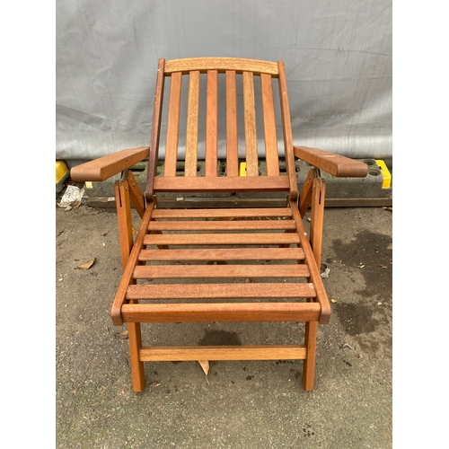 473 - Small Teak foldable table with chair. Table - length 36