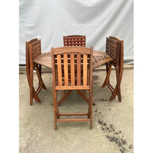 477 - Garden table with 4 x chairs. 

Table - 43