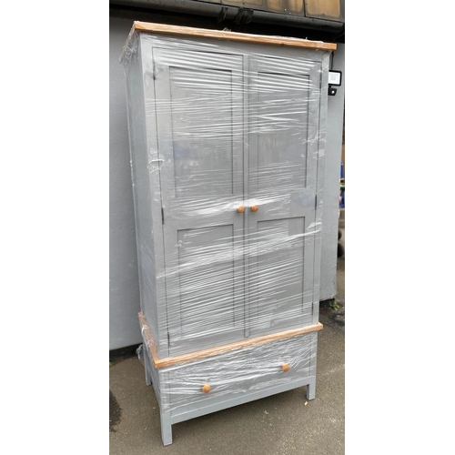 287 - Pine Grey Painted single wardrobe with drawer

Dimensions - 37