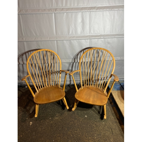 288 - 1960's Pair of ERCOL rocking chairs Grandfather Model 315

After market covers available.