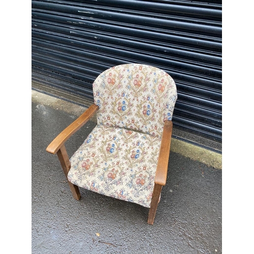 291 - Small fabric armchair.