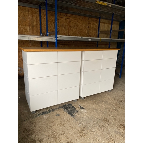 297 - A pair of Modern white chest of drawers.

Dimensions - 35.5